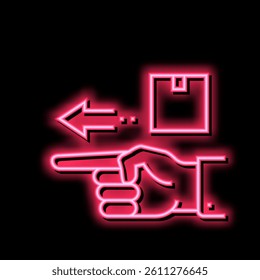 gesture show delivery direction neon light sign vector. gesture show delivery direction illustration