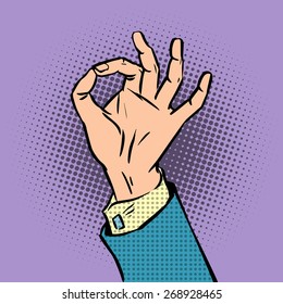 gesture sign okay pop art comics retro style Halftone. Imitation of old illustrations