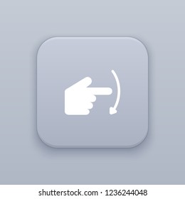 Gesture slide down gray vector button with white icon on gray background