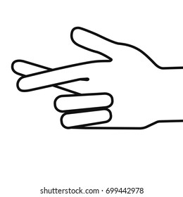 Gesture. Stylized hand with two fingers crossed. Vector illustration