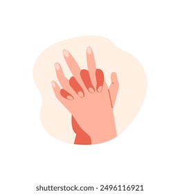 A gesture of support and care, made in a vector style. An illustration of a couple holding hands with crossed fingers, symbolizing a bond on a white background.