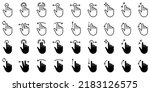 Gesture Tap Line and Silhouette Icon Set. Swipe Hand Finger Touch and Drag Linear, Glyph Pictogram. Pinch Screen, Rotate Up Down on Screen Outline Icon. Gesture Slide. Isolated Vector Illustration.