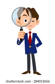 Gesture that boys see a magnifying glass