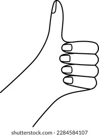 Gesture thumb up icon in line style. Satisfaction and approval concept