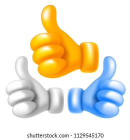 Gesture of thumb up set. Realistic vector illustration.