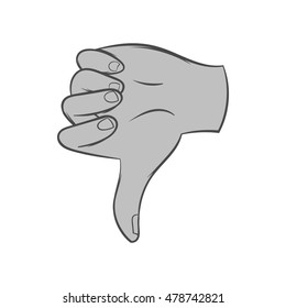 Gesture thumbs down icon in black monochrome style isolated on white background. Gestural symbol. Vector illustration
