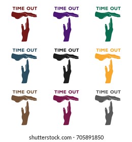 Gesture of a time out.Basketball single icon in black style vector symbol stock illustration web.