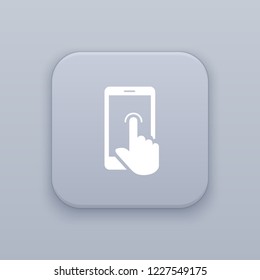 Gesture Touch, gray vector button with white icon on gray background