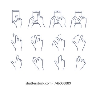 Gesture Touch Icons für ein Handy-Anwendungshandbuch. Gesture-Symbol der Benutzerschnittstelle gesetzt.