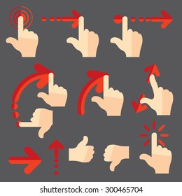 Gesture touch swipe UX guidelines icons for touch devices. Vector illustration