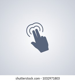 Gesture touching two fingers double click flat icon on gray background