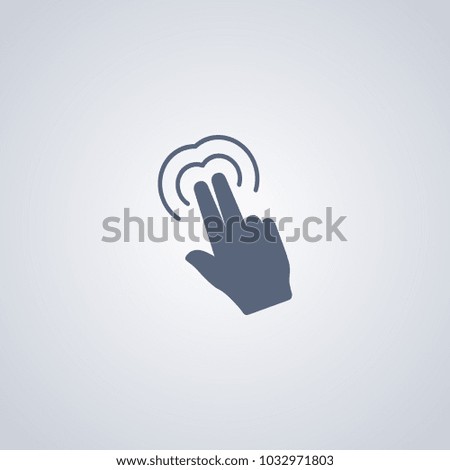 Gesture touching two fingers double click flat icon on gray background