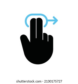 Gesture two finger swipe right on the screen or technology interface screen, Vector, Illustration.