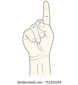A gesture vector in the form of a raised index finger, a symbol of Wahhabism in Islam, the concept of monotheism