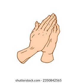  Gestures arms stop, palm, thumbs up, finger pointer, ok, like and pray or handshake, fist and peace or rock n roll. engraved hand drawn in old sketch style, vintage collection of emotion and signs.