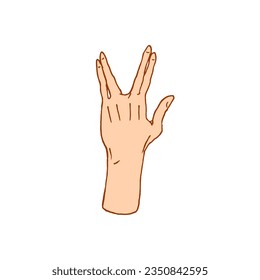  Gestures arms stop, palm, thumbs up, finger pointer, ok, like and pray or handshake, fist and peace or rock n roll. engraved hand drawn in old sketch style, vintage collection of emotion and signs.