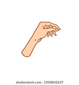  Gestures arms stop, palm, thumbs up, finger pointer, ok, like and pray or handshake, fist and peace or rock n roll. engraved hand drawn in old sketch style, vintage collection of emotion and signs.