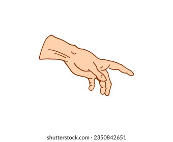  Gestures arms stop, palm, thumbs up, finger pointer, ok, like and pray or handshake, fist and peace or rock n roll. engraved hand drawn in old sketch style, vintage collection of emotion and signs.