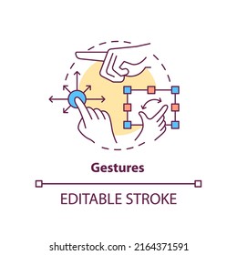 Gestures concept icon. Behavioral measurement abstract idea thin line illustration. Hand movements recognition. Isolated outline drawing. Editable stroke. Arial, Myriad Pro-Bold fonts used