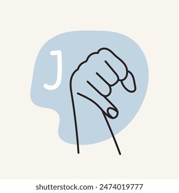 In: Gestures for the Deaf, Letter J. English fingerspelling.