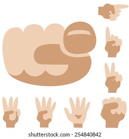 Gestures. Fingers in different positions. Set.