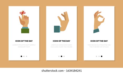 Gestures flat icon set. Human hands, wrist, fingers isolated sign pack. Communication, language, signals concept. Vector illustration symbol elements for web design