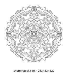 Gestures Graceful Mandala coloring book page . Easy Mandala Coloring Book Pages for Adults to Relax, Experiences Give Relief. Resizeable Vector File