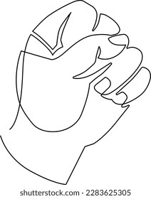Gestures. The hand is clenched into a fist. Continuous line drawing.