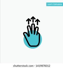 Gestures, Hand, Mobile, Three Finger, Touch turquoise highlight circle point Vector icon