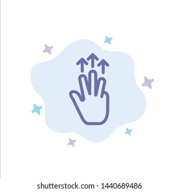 Gestures, Hand, Mobile, Three Finger, Touch Blue Icon on Abstract Cloud Background