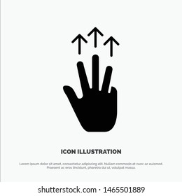 Gestures, Hand, Mobile, Three Finger, Touch solid Glyph Icon vector. Vector Icon Template background
