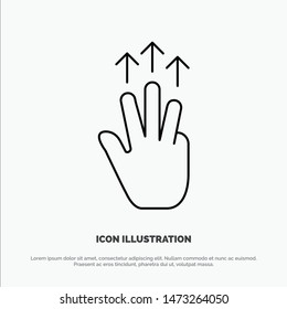 Gestures, Hand, Mobile, Three Finger, Touch Line Icon Vector