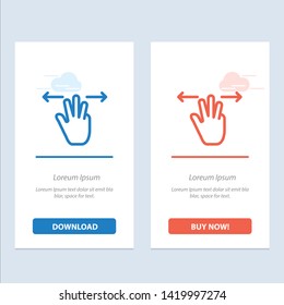 Gestures, Hand, Mobile, Three Fingers  Blue and Red Download and Buy Now web Widget Card Template
