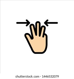 Gestures, Hand, Mobile, Three Fingers  Flat Color Icon. Vector icon banner Template