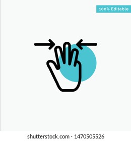 Gestures, Hand, Mobile, Three Fingers turquoise highlight circle point Vector icon. Vector Icon Template background