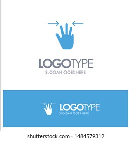 Gestures, Hand, Mobile, Three Fingers Blue Solid Logo with place for tagline. Vector Icon Template background