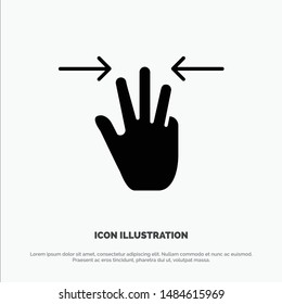 Gestures, Hand, Mobile, Three Fingers solid Glyph Icon vector. Vector Icon Template background