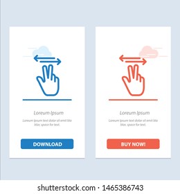 Gestures, Hand, Mobile, Touch  Blue and Red Download and Buy Now web Widget Card Template. Vector Icon Template background