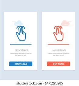 Gestures, Hand, Mobile, Touch, Tab  Blue and Red Download and Buy Now web Widget Card Template. Vector Icon Template background