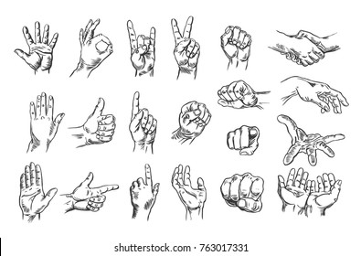 Gestures Hands Drawing Pack Vector