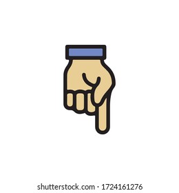 Gestures of Human Hand, Pointing Down Icon In Trendy  Design Vector Eps 10