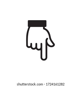 Gestures of Human Hand, Pointing Down Icon In Trendy  Design Vector Eps 10