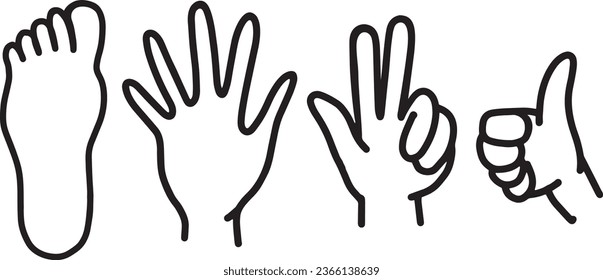 Gestures Illustrations, Hand gesture, Vector illustration set.