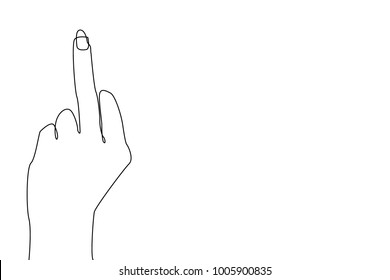 Gestures Language. Continuous Line Drawing. Linear Hands Which Send Some Emotional Message. Middle Finger.