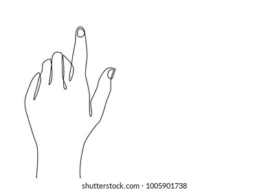 Gestures language. Continuous line drawing. Linear hands which send some emotional message. Finger up.