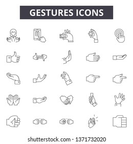 Gestures line icons, signs set, vector. Gestures outline concept, illustration: hand,gesture,finger,interface,touch