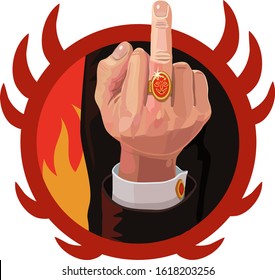 Gestures of the middle finger up-this is to send along with the desire of evil people aggressive emotions of indignation that interfere with them in their way