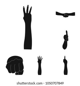 Gestures and their meaning black icons in set collection for design.Emotional part of communication vector symbol stock web illustration.