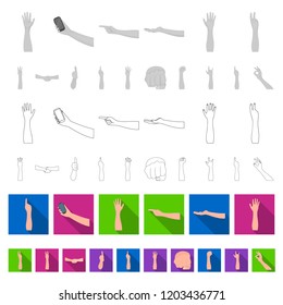 Gestures and their meaning flat icons in set collection for design.Emotional part of communication vector symbol stock web illustration.