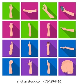 Gestures and their meaning flat icons in set collection for design.Emotional part of communication vector symbol stock web illustration.